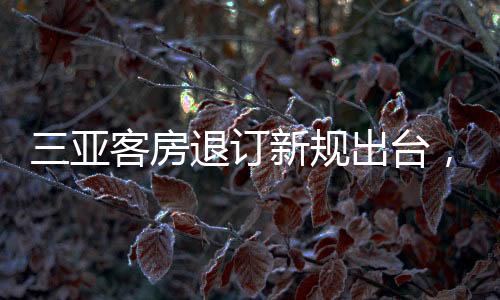 三亚客房退订新规出台，保障旅游市场健康发展