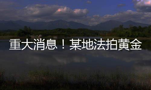 重大消息！某地法拍黄金超过三百四十斤，背后竟隐藏这样的故事……
